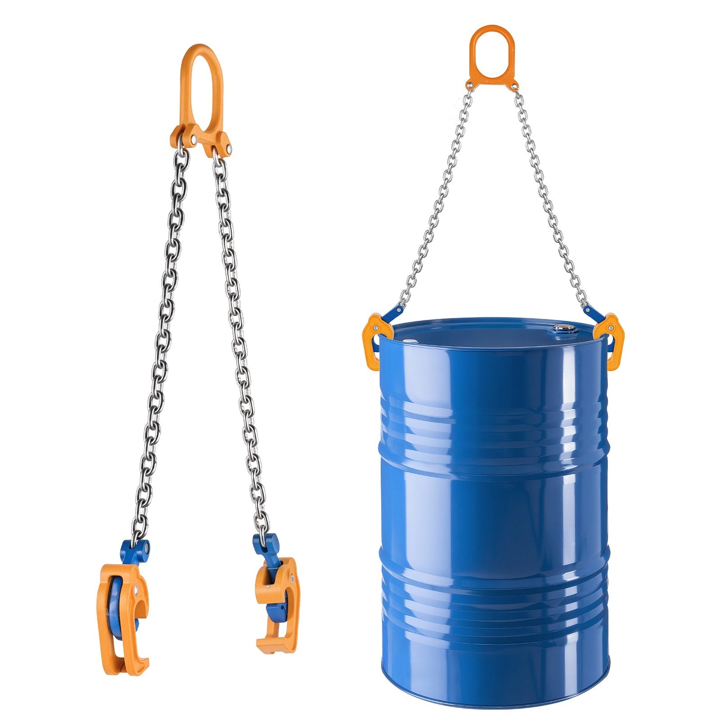 Chain Drum Lifter, G80 Drum Lifting Chain Sling with Thickened Security Hook, 0.9 Ton Capacity, 50cm Long Sturdy Drums Handling Equipment, Carbon Steel Barrel Lifter for Plastic & Metal Drums