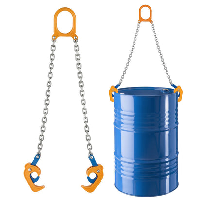 Chain Drum Lifter, G80 Drum Lifting Chain Sling with Thickened Security Hook, 0.9 Ton Capacity, 50cm Long Sturdy Drums Handling Equipment, Carbon Steel Barrel Lifter for Plastic & Metal Drums