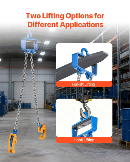 Chain Drum Lifter, G80 Drum Lifting Chain Sling with Security Hook, Drums Handling 1 Ton Capacity, Equipment Fits for Crane Forklift, Carbon Steel Barrel Lifter for Plastic & Metal Drums