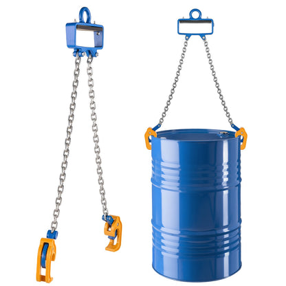 Chain Drum Lifter, G80 Drum Lifting Chain Sling with Security Hook, Drums Handling 1 Ton Capacity, Equipment Fits for Crane Forklift, Carbon Steel Barrel Lifter for Plastic & Metal Drums