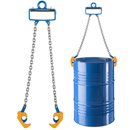 Chain Drum Lifter, G80 Drum Lifting Chain Sling with Security Hook, Drums Handling 1 Ton Capacity, Equipment Fits for Crane Forklift, Carbon Steel Barrel Lifter for Plastic & Metal Drums