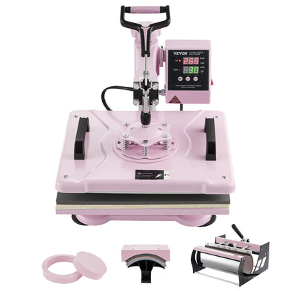 5-in-1 Heat Press Machine with Tumbler Press, 0.3 x 0.38 m, Pink