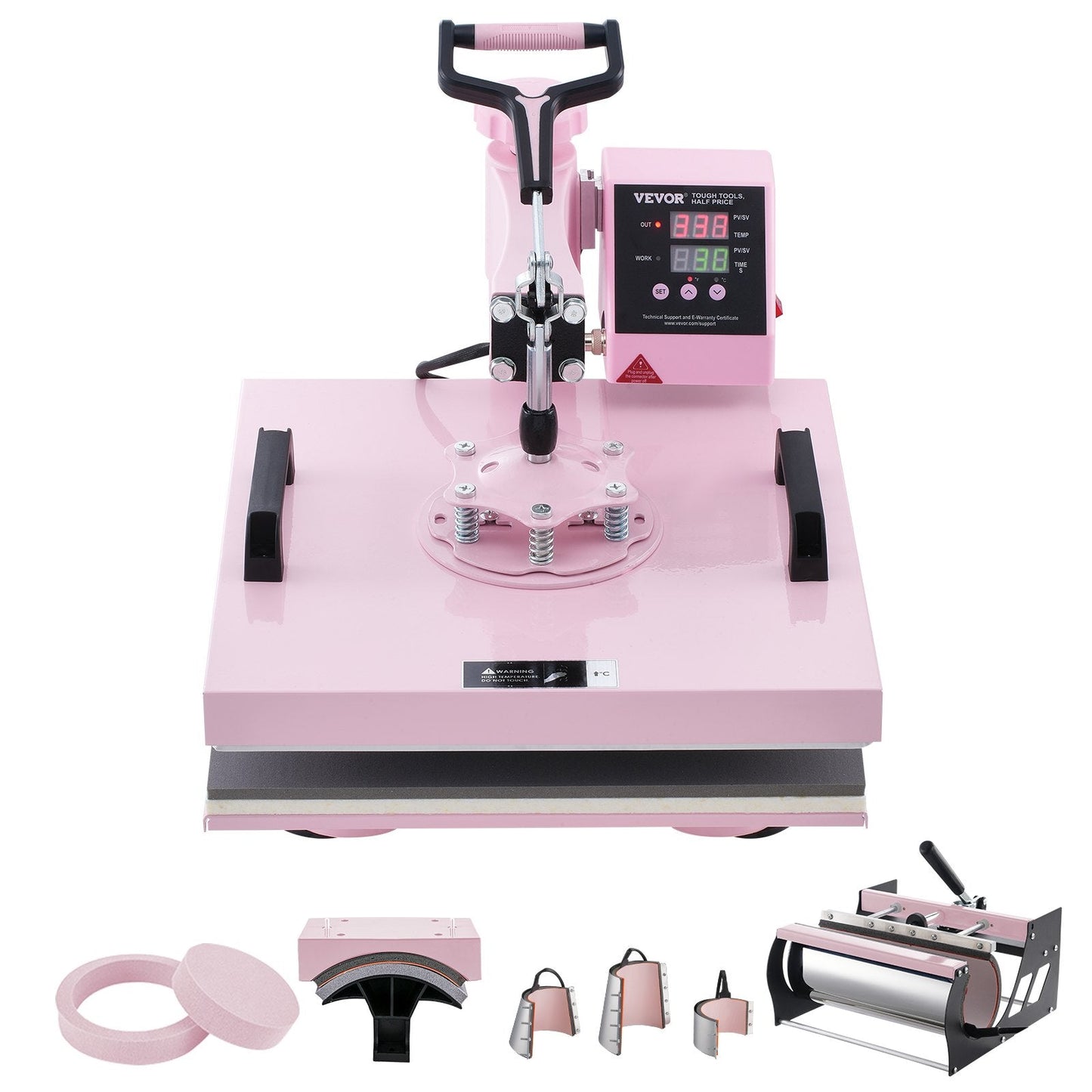 Multifunctional Pink Heat Press Machine 0.38x0.38m with Tumbler Press 18.7kg