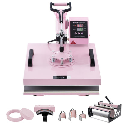 Multifunctional Pink Heat Press Machine 0.38x0.38m with Tumbler Press 18.7kg