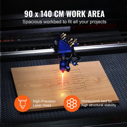 130W CO2 Laser Engraver with 0.9 x 1.4m Workbed for Multi-Material Use