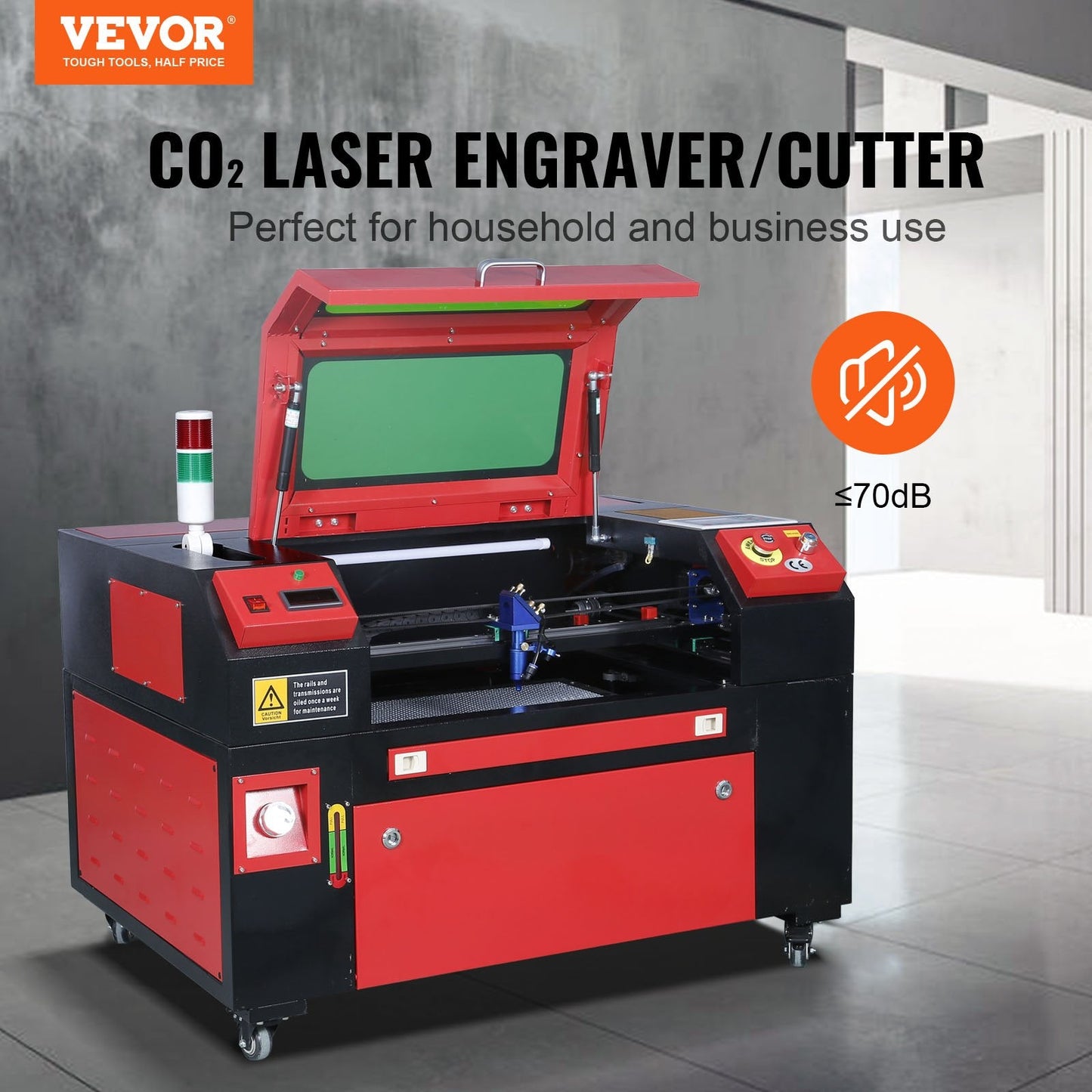 50W CO2 Laser Engraver with 0.3x0.5m Workbed, Multi-Material Compatible