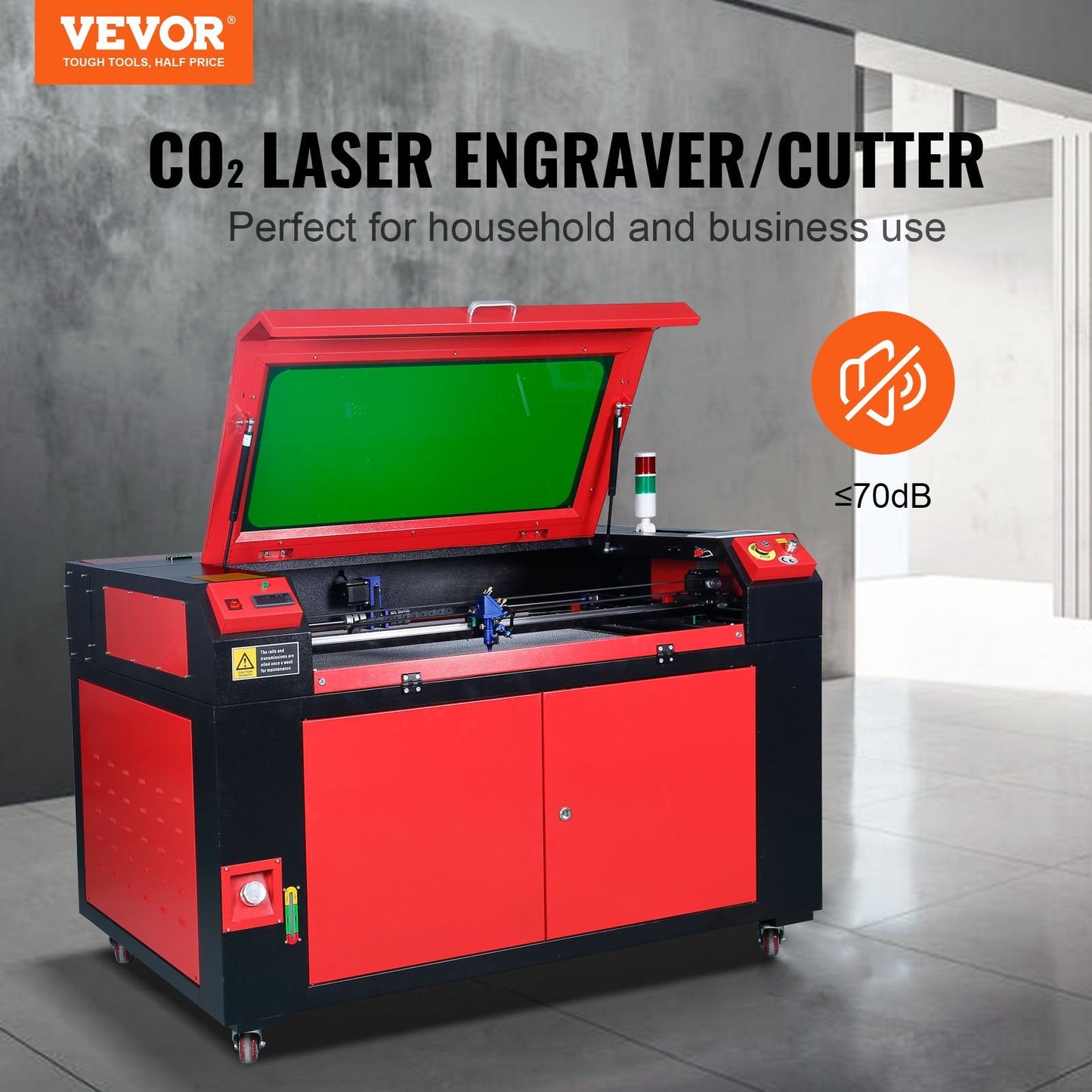 100W CO2 Laser Engraver with 0.6x0.9m Work Area, Digital Control, 190.5kg