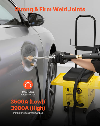 4.5KW Professional Stud Welder Dent Repair Kit with 2 Welding Guns & 6 Modes, All in One Dent Repair Workstation with Extended Handle, Padded Seat and Accessory Tray