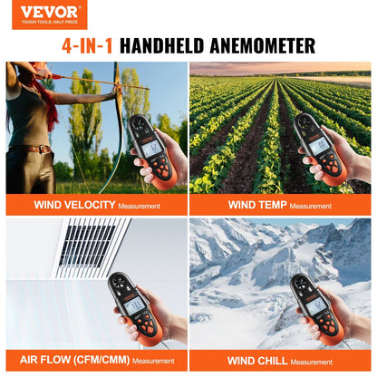 Bluetooth Handheld Anemometer - Digital Wind Speed & Temperature Gauge