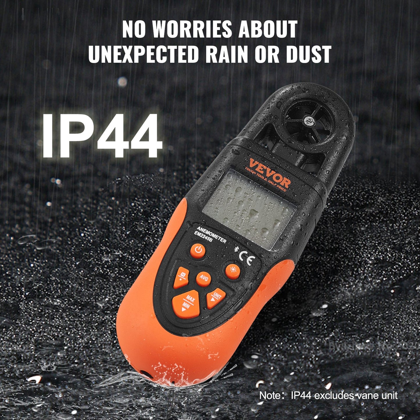 VEVOR Bluetooth Handheld Anemometer, -10℃ to 60℃, Digital Wind Speed Meter Gauge