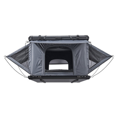 Rooftop Tent Hard Shell, 2-3 Person Aluminum Roof Top Tent Hardshell with Tri-Color LED Light, Thick Mattress & 2 Windows, Waterproof Windproof Overland Camping Car Roof Rack for Jeep SUV Pickup