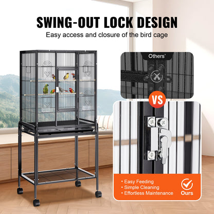 VEVOR 54 inch Standing Large Bird Cage, Carbon Steel Flight Bird Cage for Parakeets,