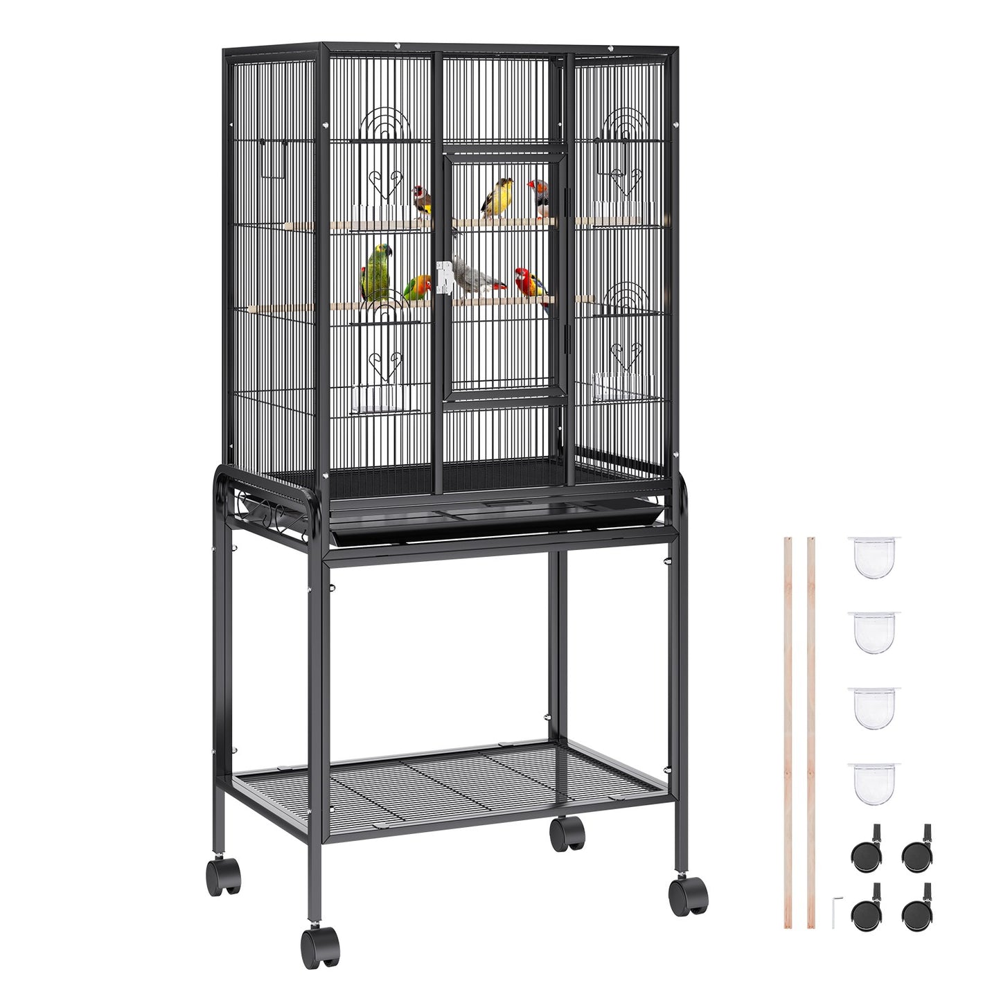 VEVOR 54 inch Standing Large Bird Cage, Carbon Steel Flight Bird Cage for Parakeets,