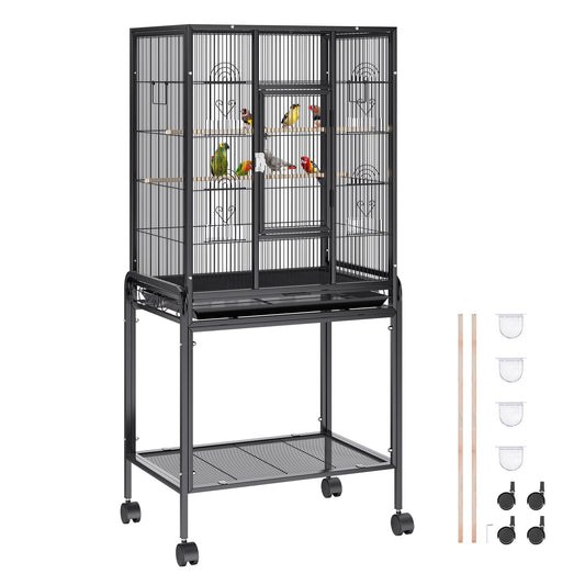 VEVOR 54 inch Standing Large Bird Cage, Carbon Steel Flight Bird Cage for Parakeets,