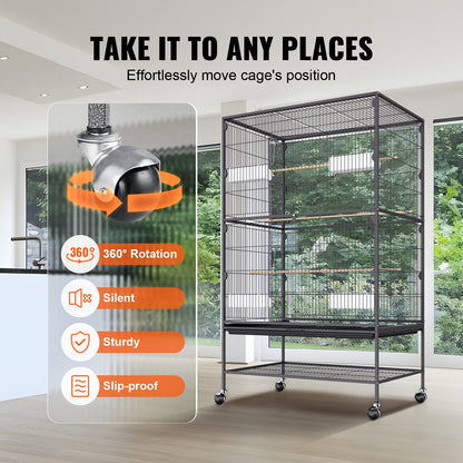 VEVOR 52 inch Standing Large Bird Cage, Carbon Steel Flight Bird Cage for Parakeets,