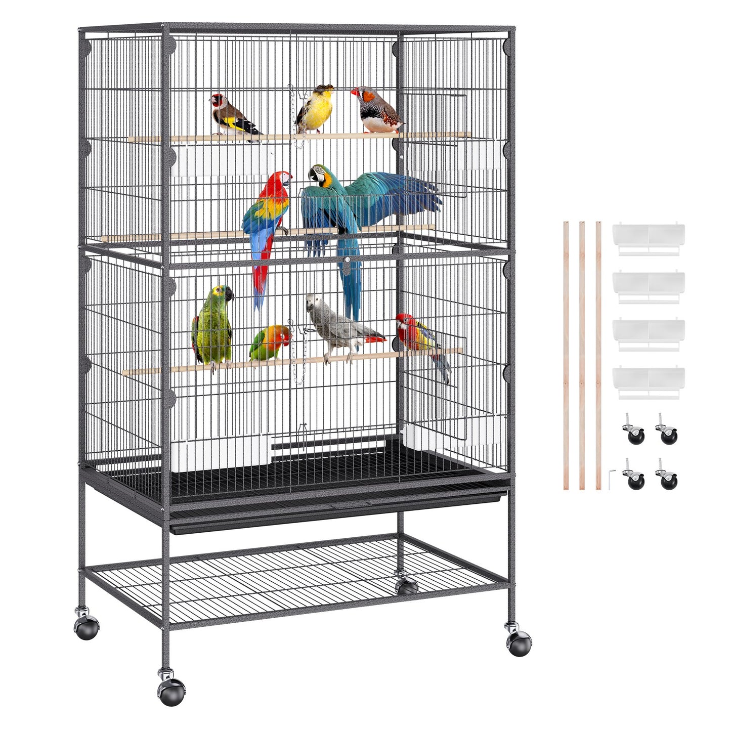 VEVOR 52 inch Standing Large Bird Cage, Carbon Steel Flight Bird Cage for Parakeets,