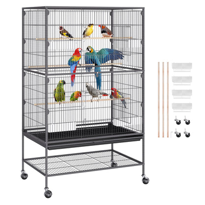 VEVOR 52 inch Standing Large Bird Cage, Carbon Steel Flight Bird Cage for Parakeets,