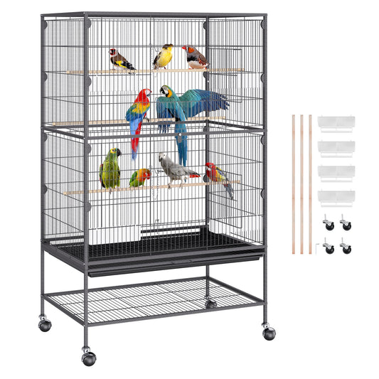 VEVOR 52 inch Standing Large Bird Cage, Carbon Steel Flight Bird Cage for Parakeets,
