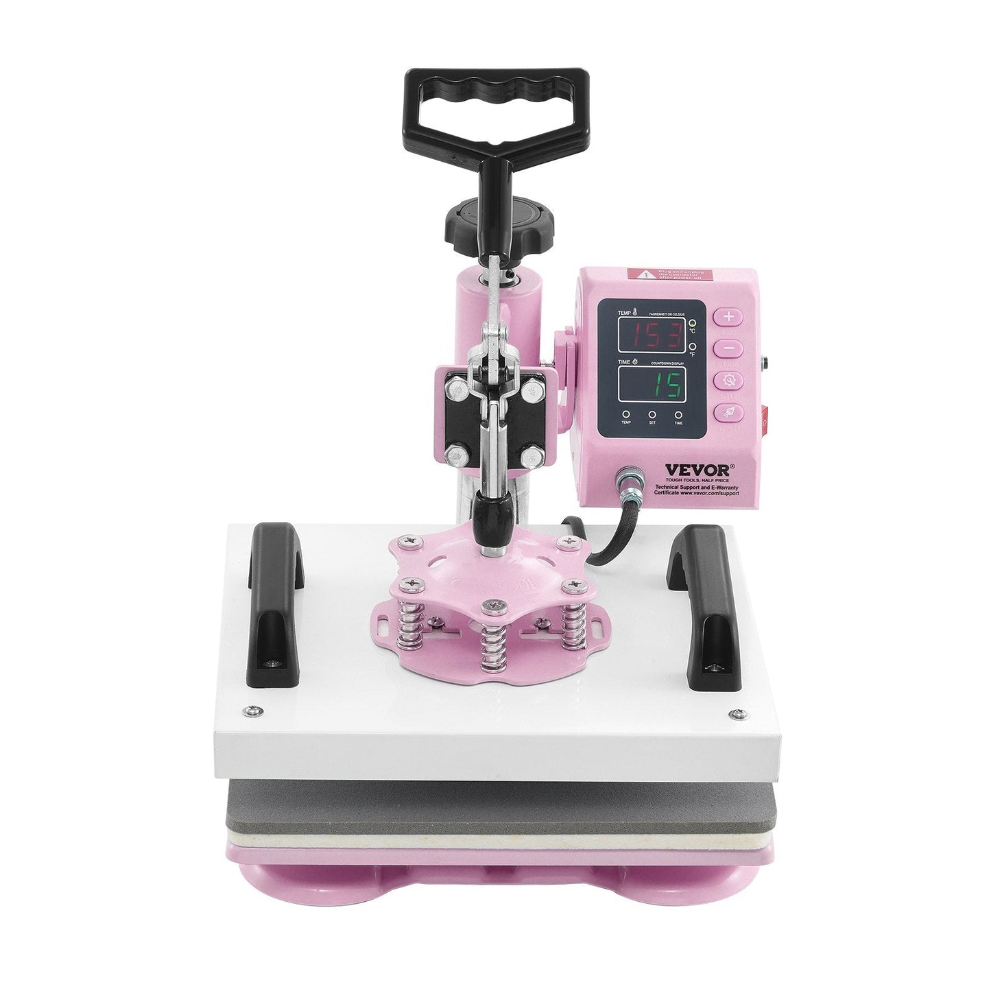Pink 300 x 250 mm Heat Press Machine for T-Shirts with 360° Swing Arm