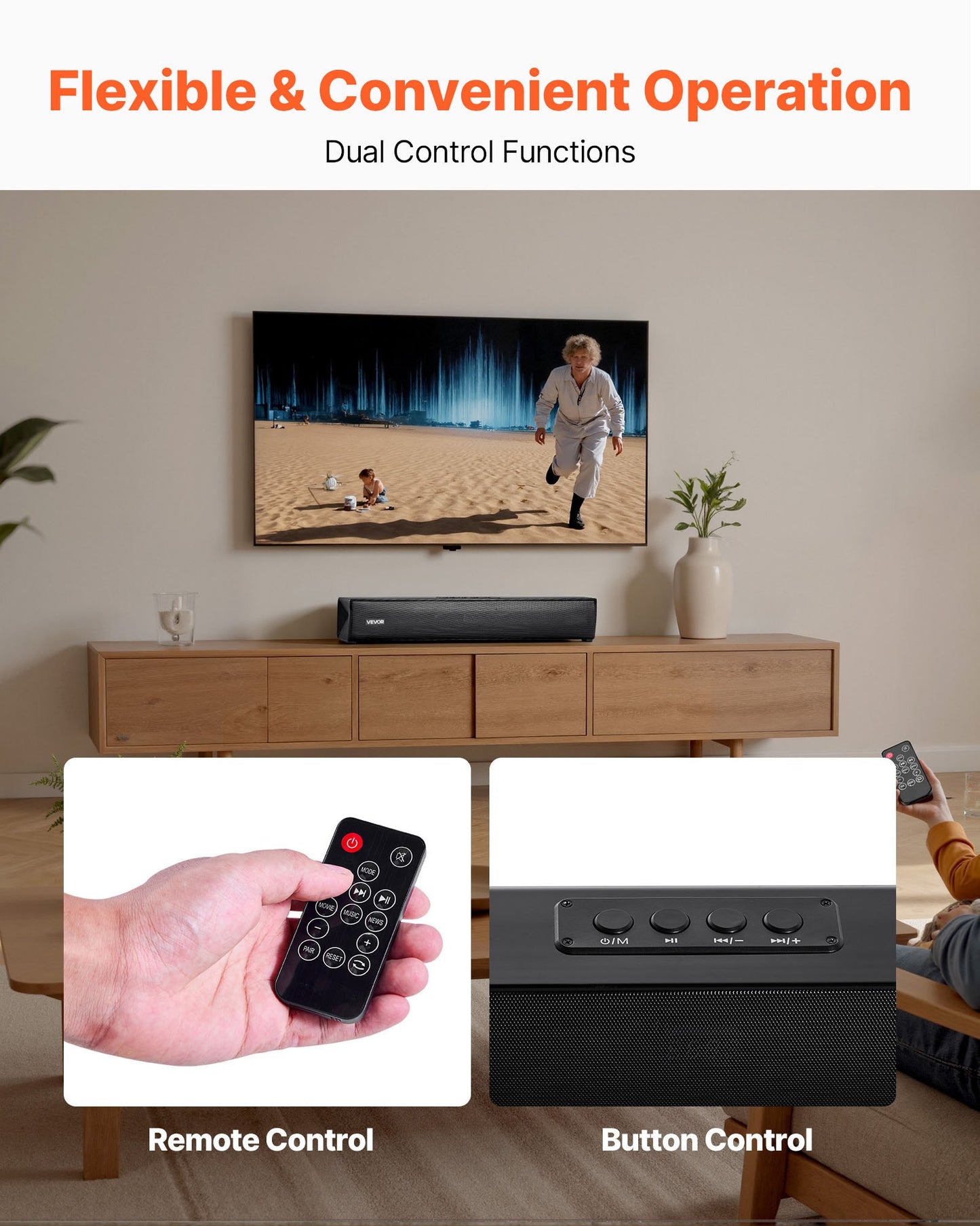 Sound Bar for Smart TV, 2.0 Channel, 450 mm Compact Soundbar TV Speakers for Projector, Bluetooth AUX Connection, Remote Control, Easy Setup, 80W Surround Sound System for PC Home Theater Audio