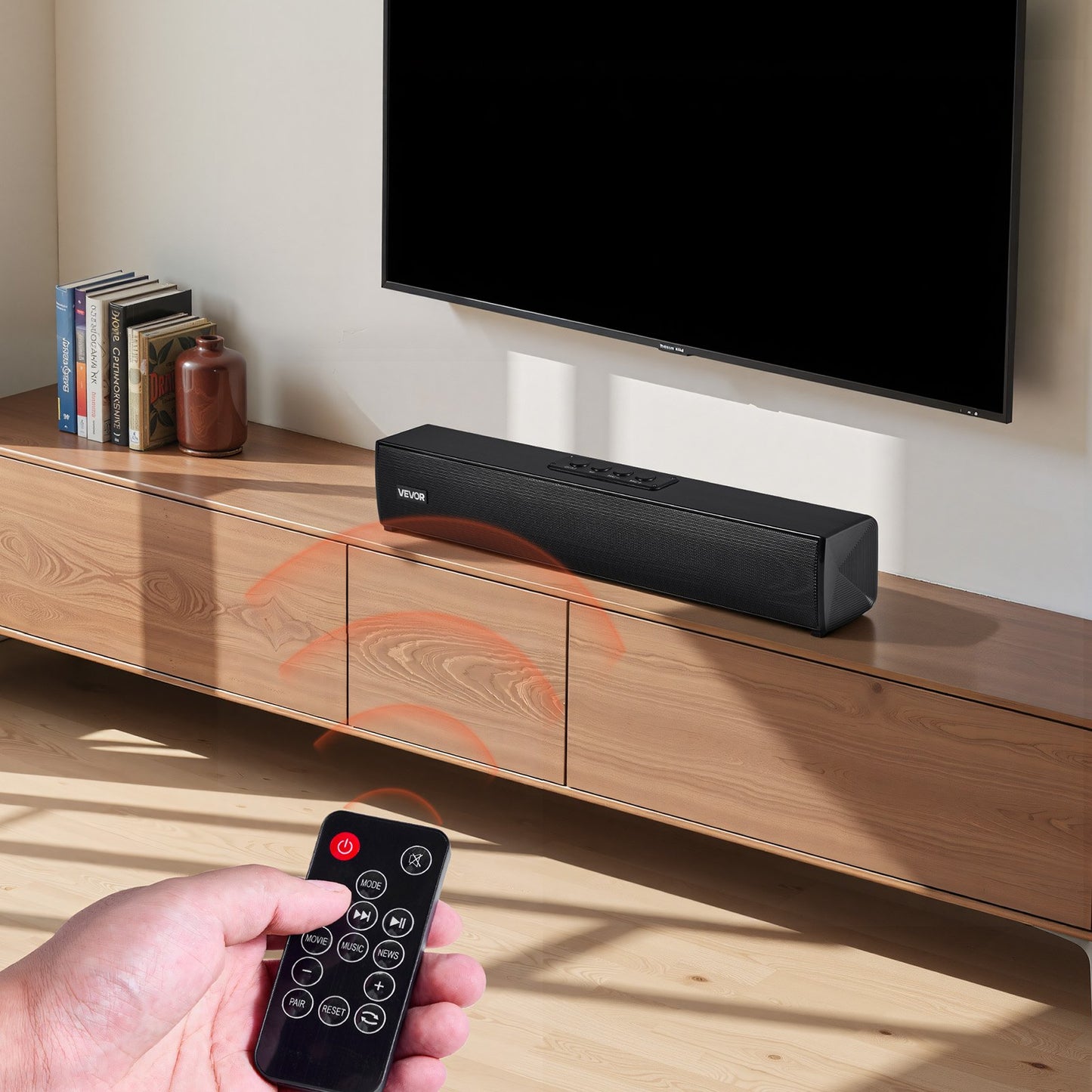 Sound Bar for Smart TV, 2.0 Channel, 450 mm Compact Soundbar TV Speakers for Projector, Bluetooth AUX Connection, Remote Control, Easy Setup, 80W Surround Sound System for PC Home Theater Audio