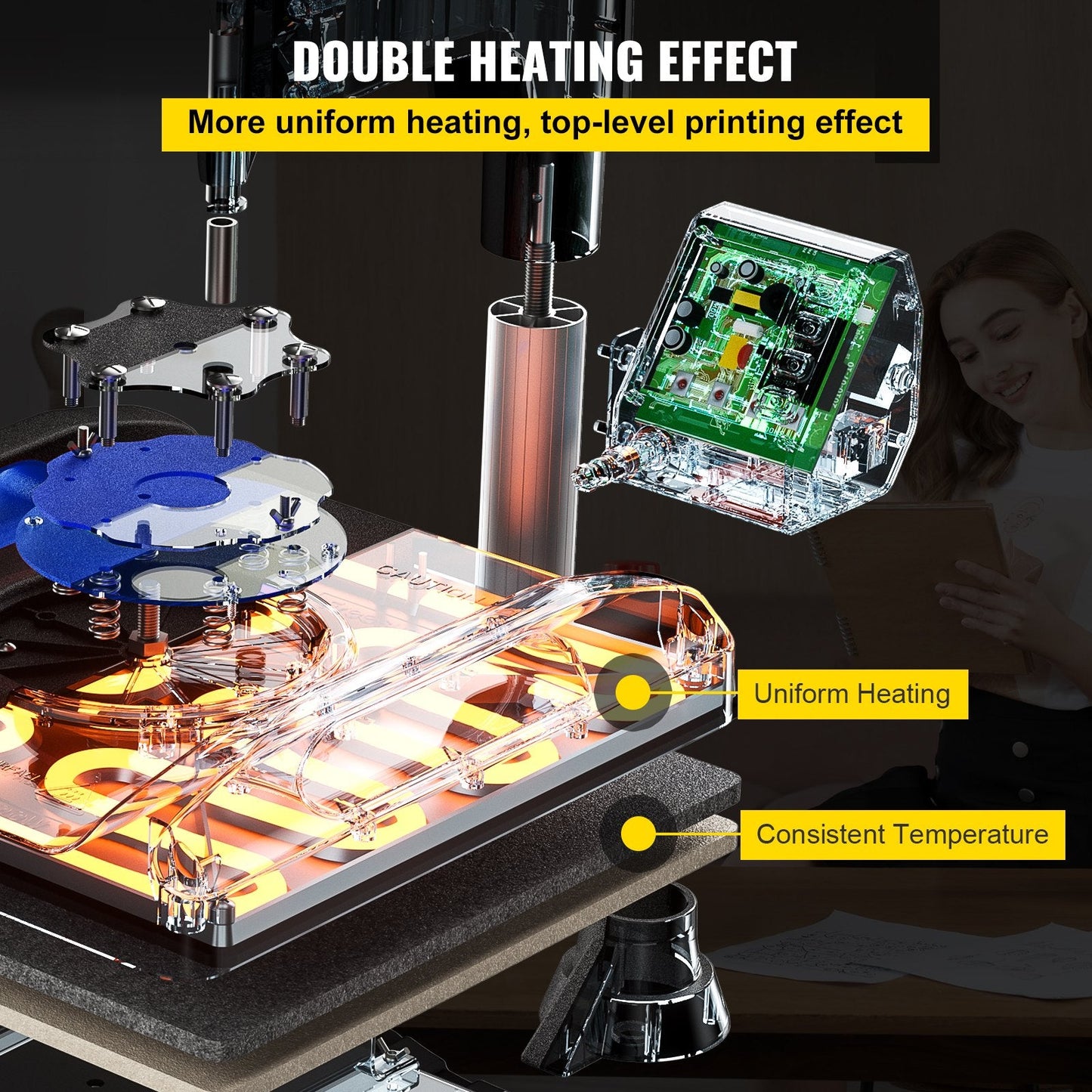 Digital Heat Press Machine for T-Shirts, 30x38 cm, 17.8 kg, 1000W Power