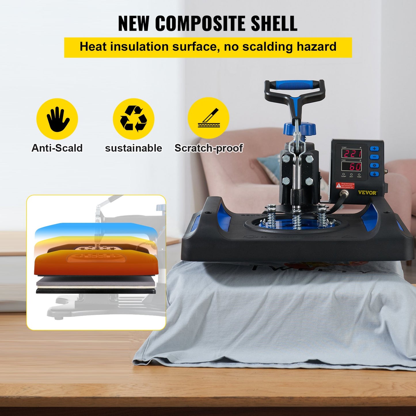 VEVOR Heat Press Machine Sublimation Heat Transfer Machine 12"x15"for T-shirt
