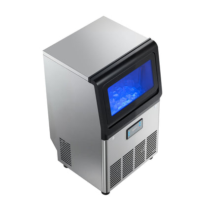 Commercial Ice Maker Machine, 36 kg/24h with 6 kg Storage Capacity, Countertop/Freestanding/Under Counter, Stainless Steel Ice Maker with LED Display & Self-Cleaning, for Home Bar Restaurant