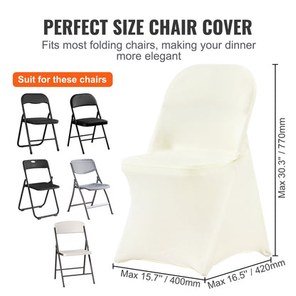 Ivory White Universal Spandex Chair Covers - 30 Pack for Events and Dining