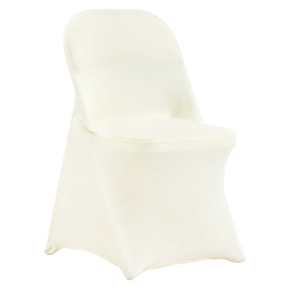 Ivory White Stretch Spandex Chair Covers, Universal Fit for Events, 50PCS