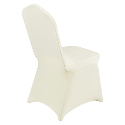 VEVOR Stretch Spandex Folding Chair Covers, Universal Fitted Chair Cover, Removable Washable Protective Slipcovers, for Wedding, Holiday, Banquet, Party, Celebration, Dining (50PCS Ivory White)