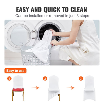 Universal White Spandex Chair Covers - 12PCS, Fits 0.56x0.45x0.94m Chairs