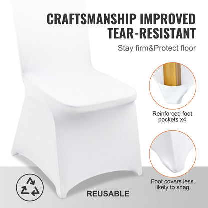 Universal White Spandex Chair Covers, Washable Slipcovers for Events (200 PCS)