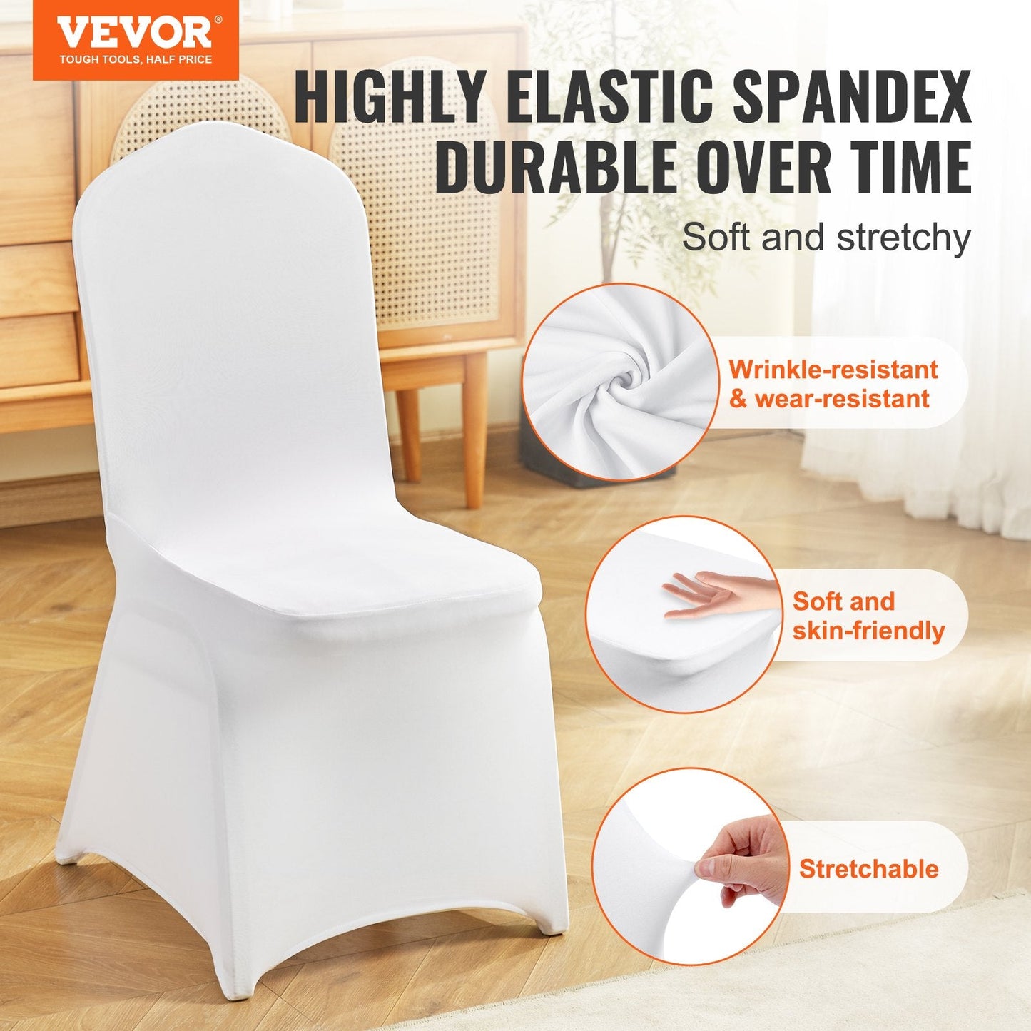 Universal White Stretch Chair Covers, Washable Spandex Slipcovers (30 Pieces)