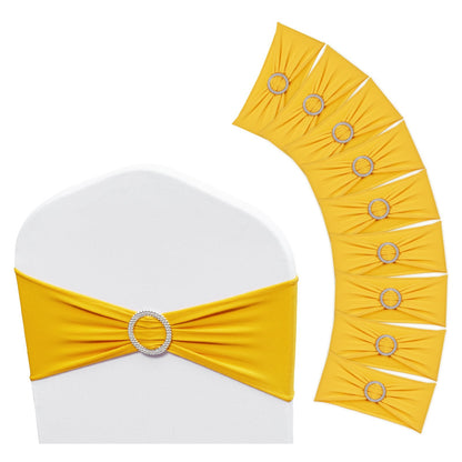 Golden Yellow Spandex Chair Sashes with Buckle - 100 PCS for Events