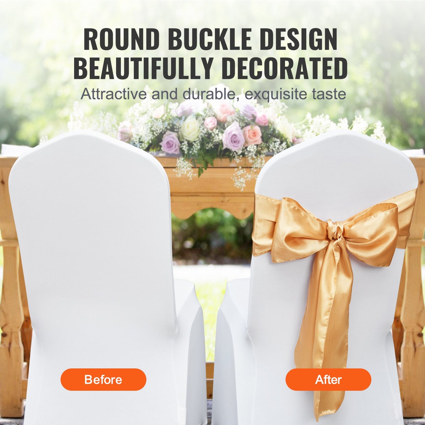VEVOR Stretch Spandex Chair Sashes Bows, Chair Slipcover and Stretch Chair Sash,
