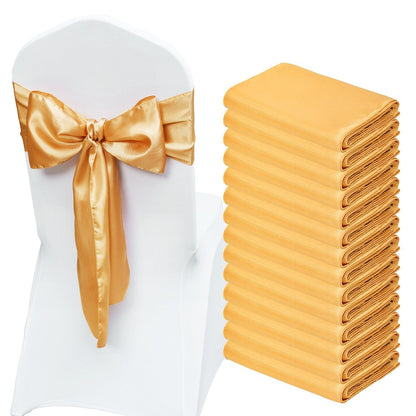 Gold Elastic Spandex Chair Bands for Weddings & Parties, 50 Pack, 2750x170 mm