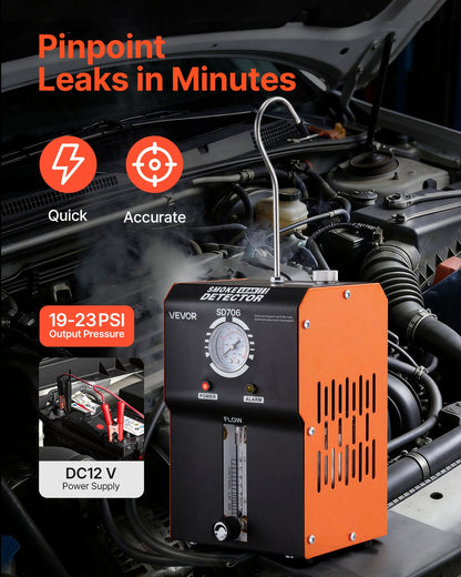 Automotive Smoke Machine Leak Detector, DC 12V EVAP Vacuum Diagnostic Tester with Built-in Air Pump, Pressure Gauge & Flow Meter, 2-Mode Fuel Detector for Cars, Motorcycles, Trucks, Boats, ATVs