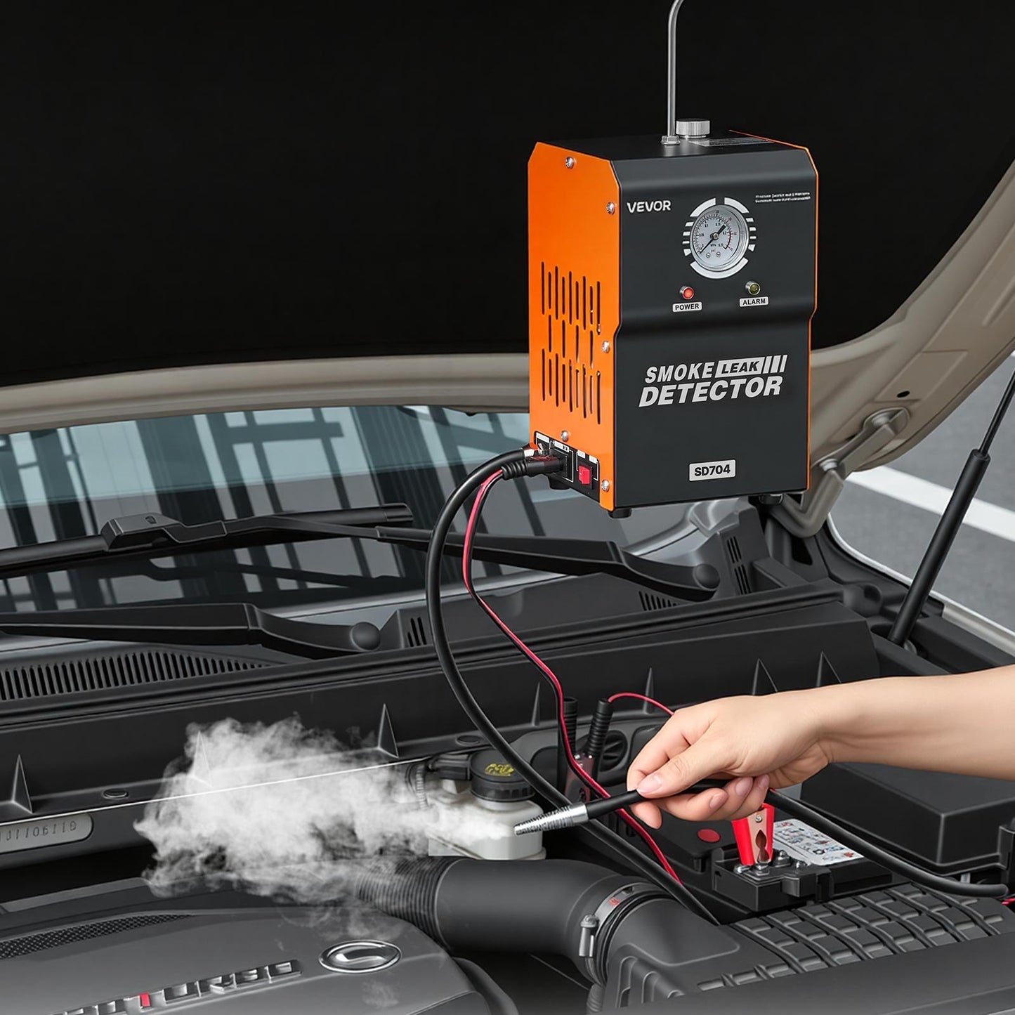 Automotive Smoke Machine Leak Detector, DC 12V EVAP Vacuum Diagnostic Tester with Built-in Air Pump & Pressure Gauge, 2-Mode Pipeline Fuel Detector for Cars, Motorcycles, Trucks, Boats, ATVs