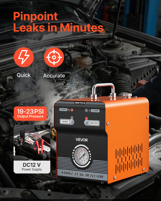 Automotive Smoke Machine Leak Detector, DC 12V EVAP Vacuum Diagnostic Tester with Built-in Air Pump & Pressure Gauge, Dual-Mode Pipeline Fuel Detector for Cars, Motorcycles, Trucks, Boats, ATVs