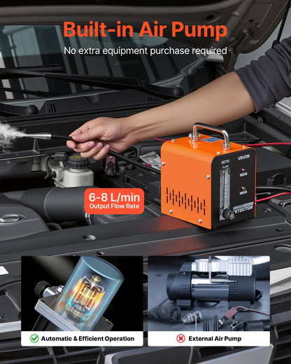 Automotive Smoke Machine Leak Detector, DC 12V EVAP Vacuum Diagnostic Tester with Built-in Air Pump & Flow Meter, 1 PSI Vacuum Pipeline Fuel Diagnostic Detector for Cars, Motorcycles, Trucks