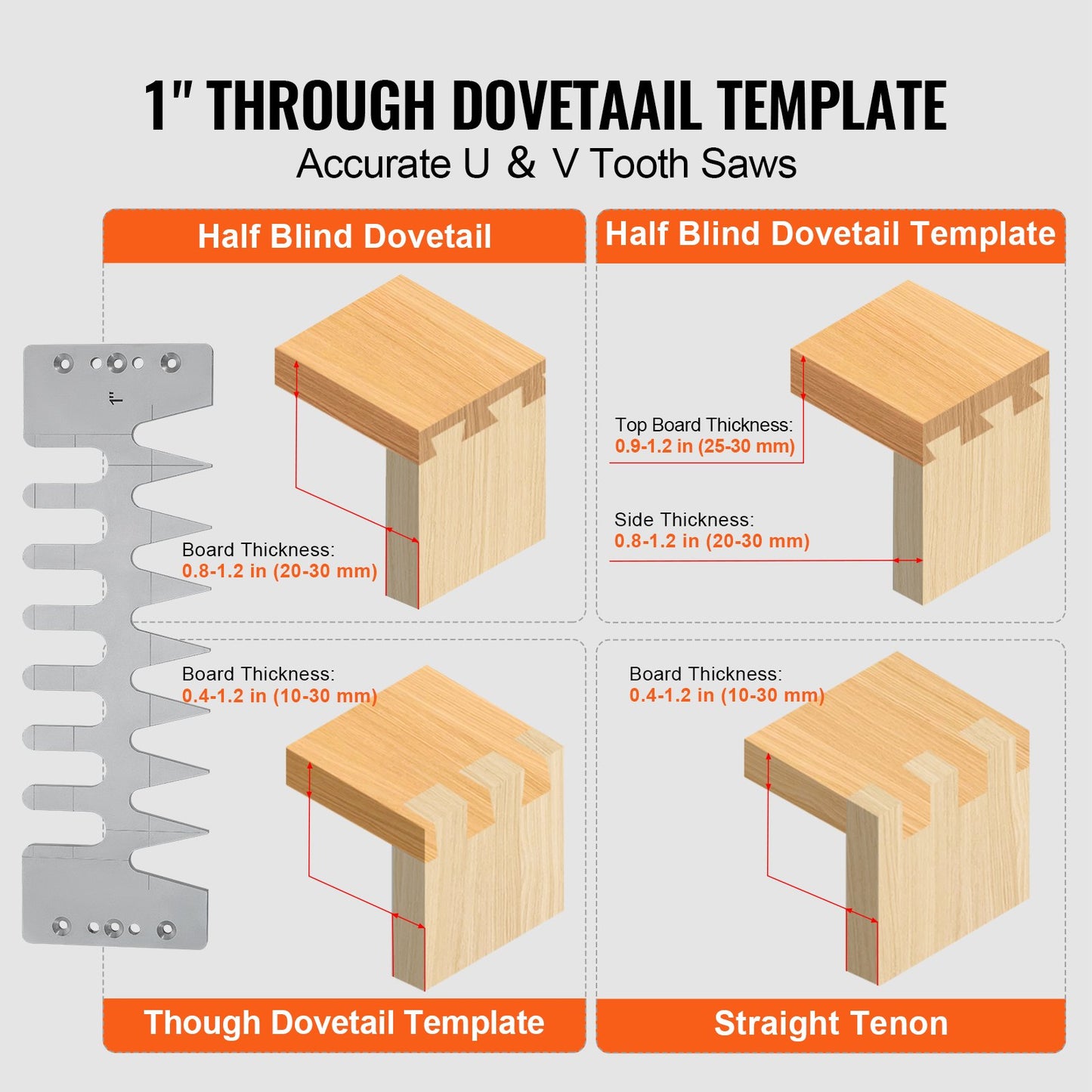 Dovetail Jig, 310 mm Width, Dove Tailing Router Jigs with 4 Router Bits & 6 Templates, Precise Alignment Dove Tail Jig, Mortise and Tenon Woodworking Tools for Furniture & Wood Cabinet Making