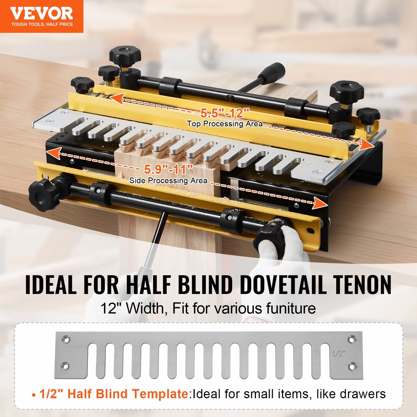Dovetail Jig, 310 mm Width, Dove Tailing Router Jigs with Router Bit & 1/2” Template, Precise Alignment Dove Tail Jig, Mortise and Tenon Jig Woodworking Tools for Furniture & Wood Cabinet Making