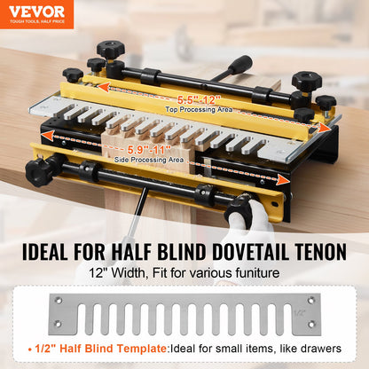 Dovetail Jig, 310 mm Width, Dove Tailing Router Jigs with Router Bit & 1/2” Template, Precise Alignment Dove Tail Jig, Mortise and Tenon Jig Woodworking Tools for Furniture & Wood Cabinet Making