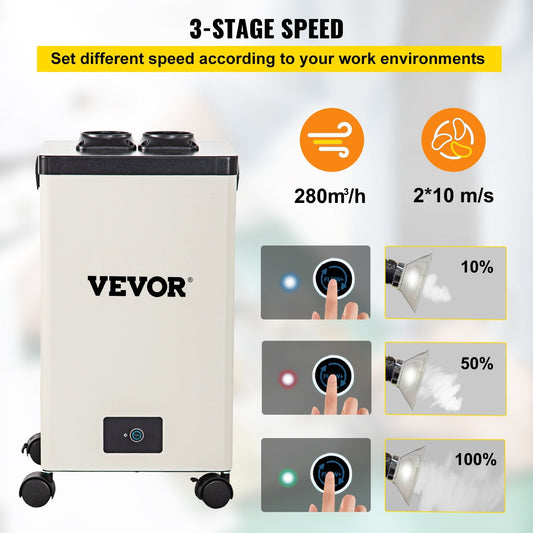 150W Fume Extractor with 3-Stage Filters, Low Noise & Flexible Hoses, 1.2m Tube