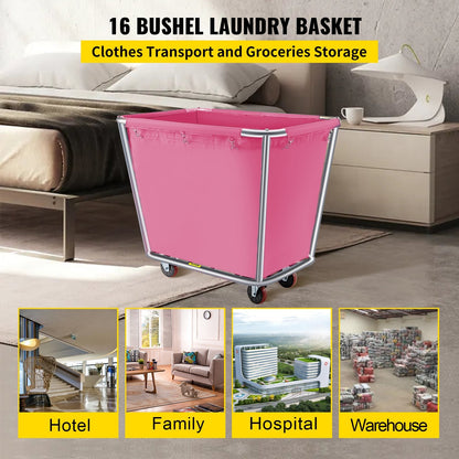Heavy-Duty Red Laundry Cart, 16 Bushel, Waterproof, 3m Wheels, 50kg Capacity