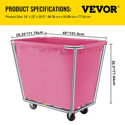 Heavy-Duty Red Laundry Cart, 16 Bushel, Waterproof, 3m Wheels, 50kg Capacity