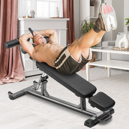 Sit Up Bench, Decline Ab Bench with Reverse Crunch Handle, with 4 Adjustable Height Settings, Heavy Duty Steel, 454 kg C
