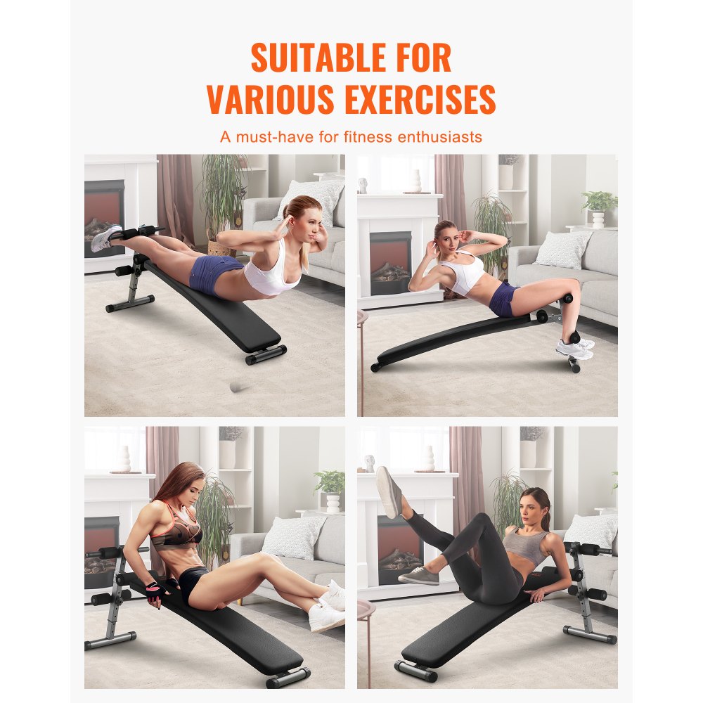 Sit Up Bench Folding Curved Ab Bench 5 Adjustable Height 226 Kg Capacity