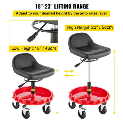 Mechanics Adjustable Swivel Stool with 135 KG Capacity and 360° Rotating Tray